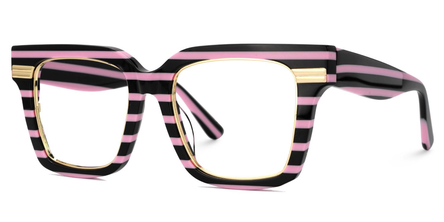 Taylor Square Black Pink Striped Frame Glasses for females | Zeelool1