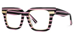 Taylor Square Black Pink Striped Glasses1