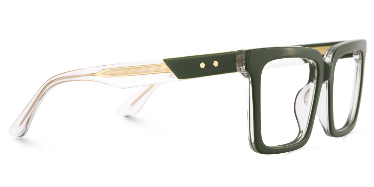 Hattie Rectangle Green Glasses4