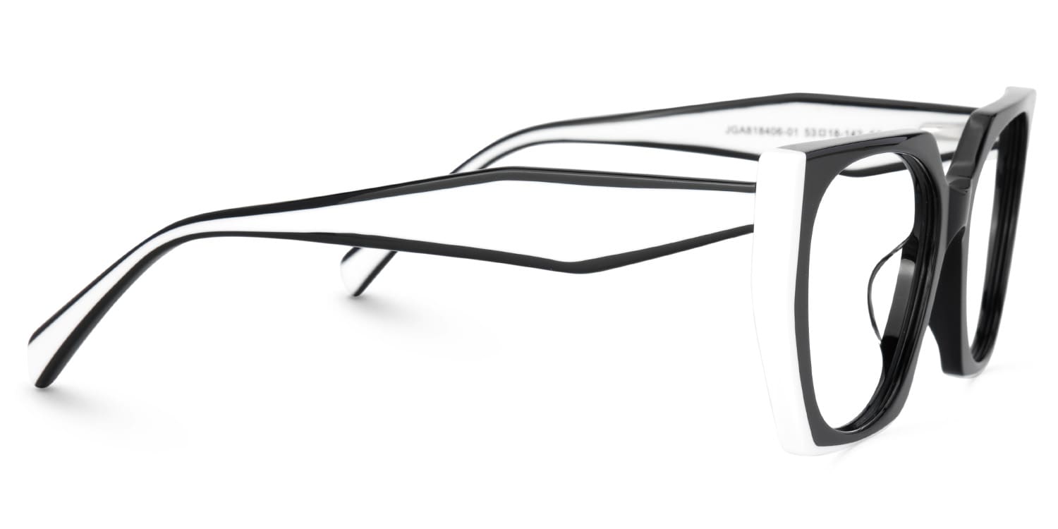 Lorene Black Glasses with White Trim Geometric Frame2