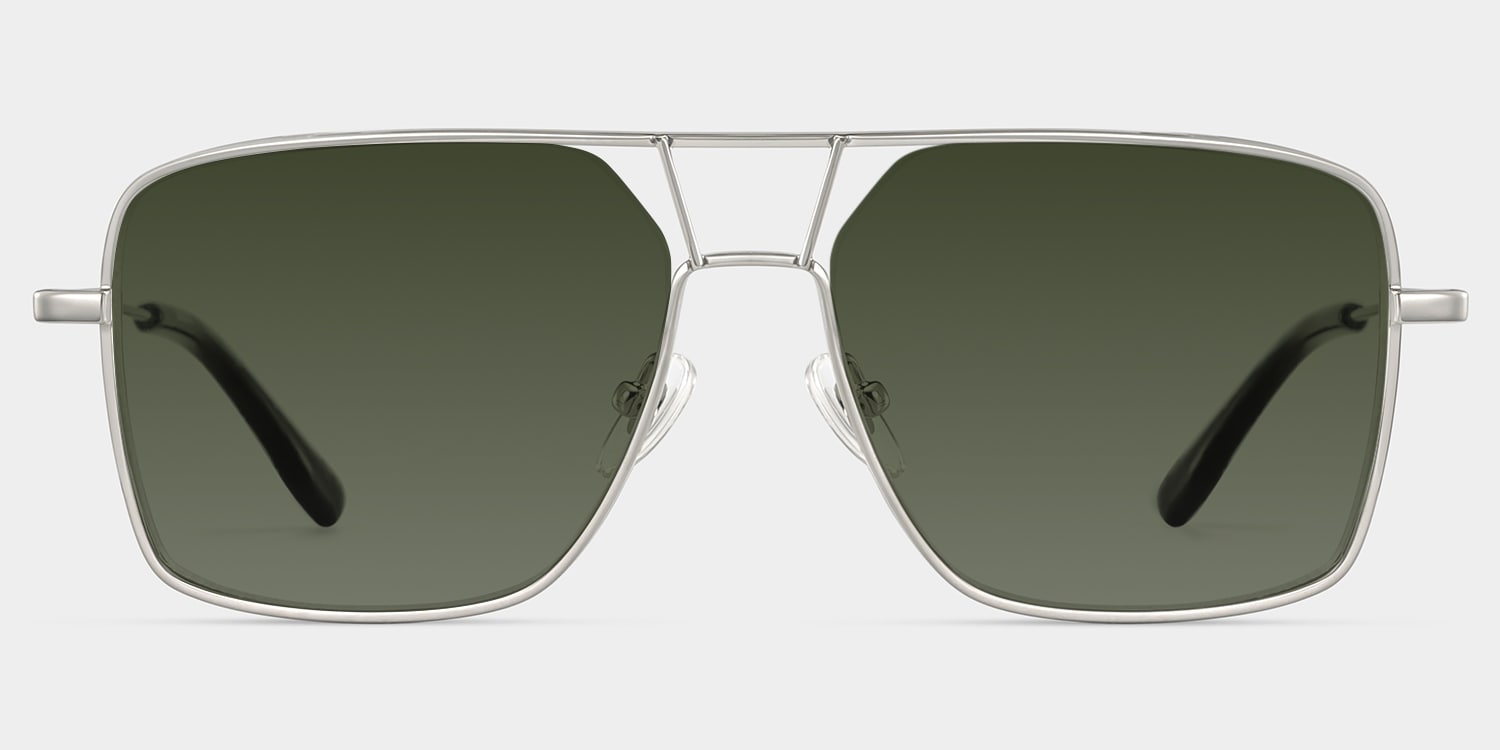 Angular rectangular aviators with a graphic edge.