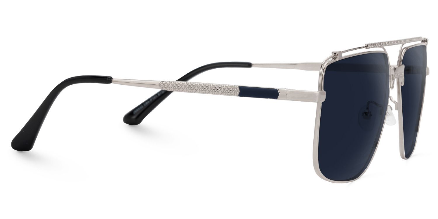 Arellano Metal Matte Silver Frame Sunglasses with Aviator Shape | Zeelool2