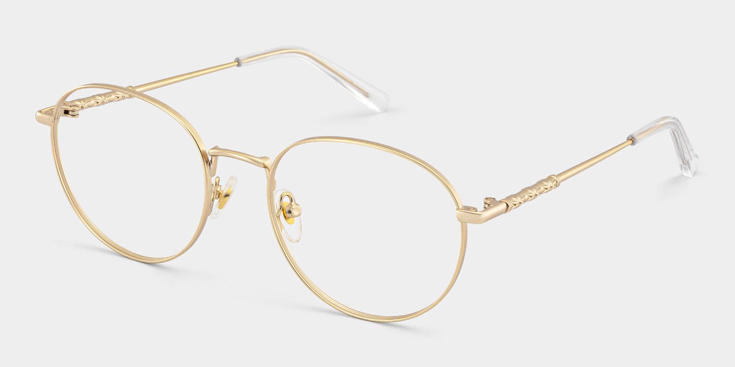 Ian Gold Frame Glasses with Round Frame Online | ZEELOOL3
