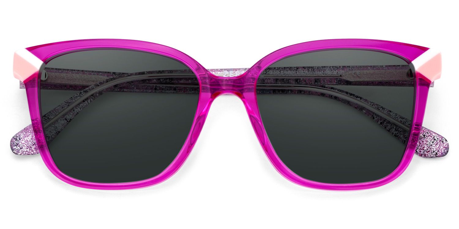 Thin Neon Pink Sunglasses Frame with a Square Shape2