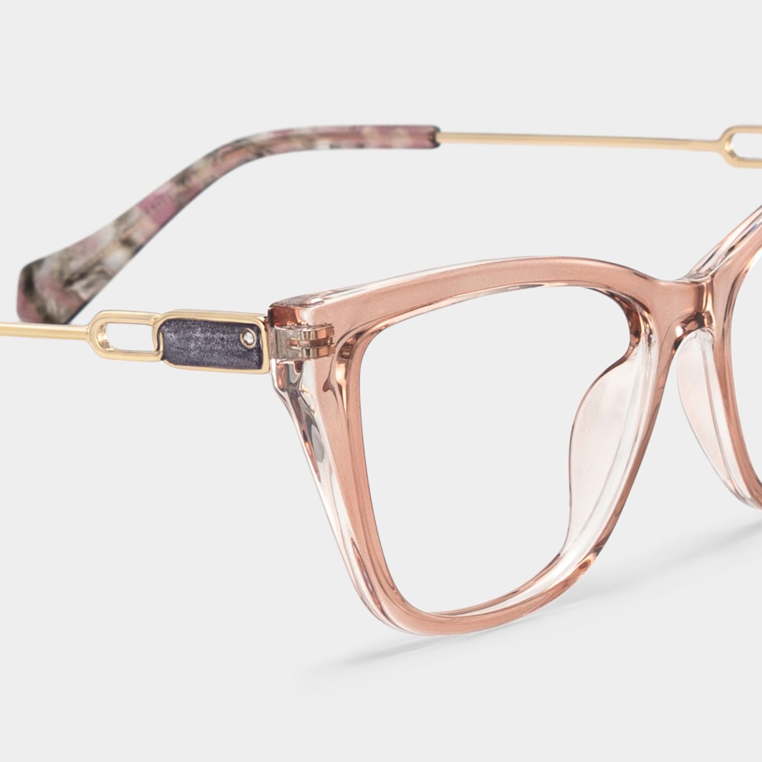 Celeste Beige Floral Cat Eye Glasses for Women | ZEELOOL4