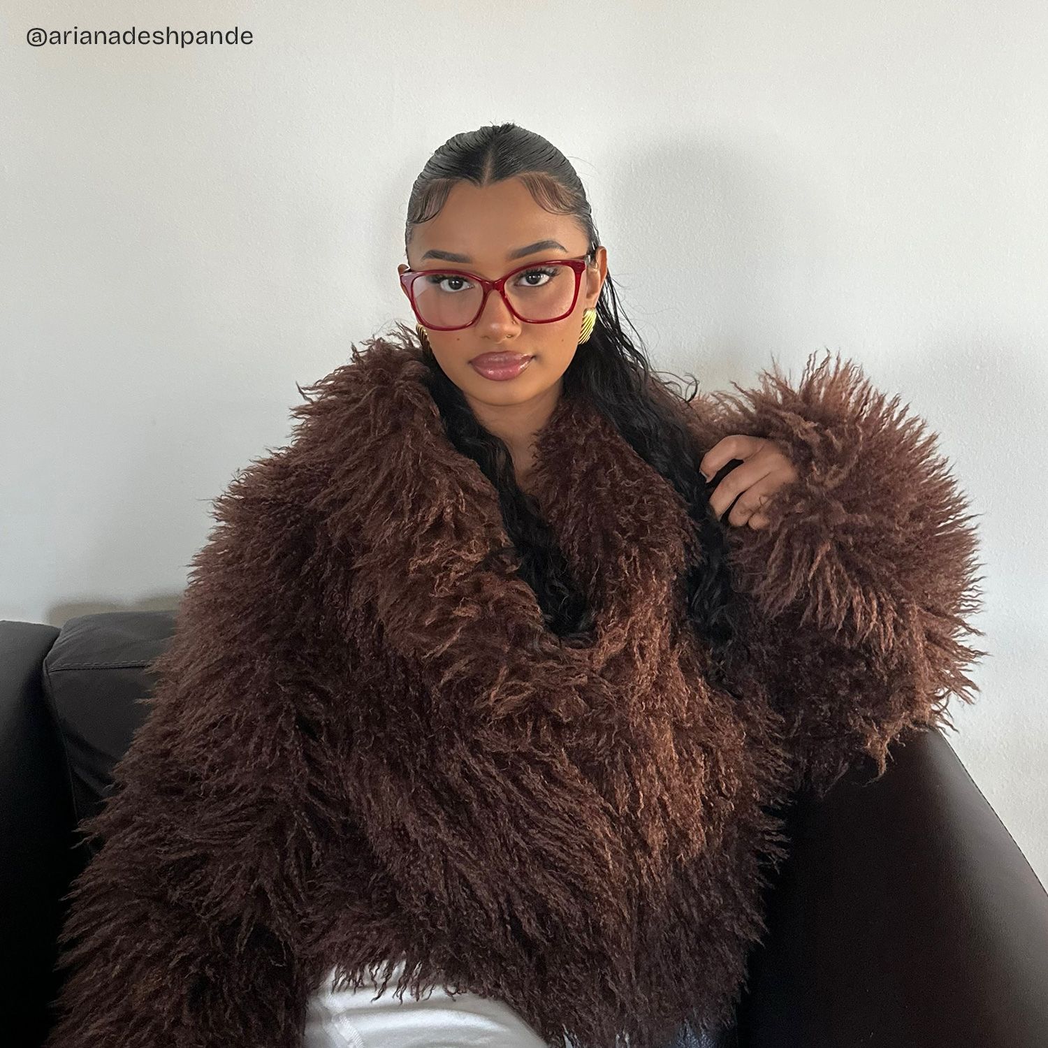 Finnian Red Square Glasses Frames with Black Glitter Fabric | ZEELOOL7