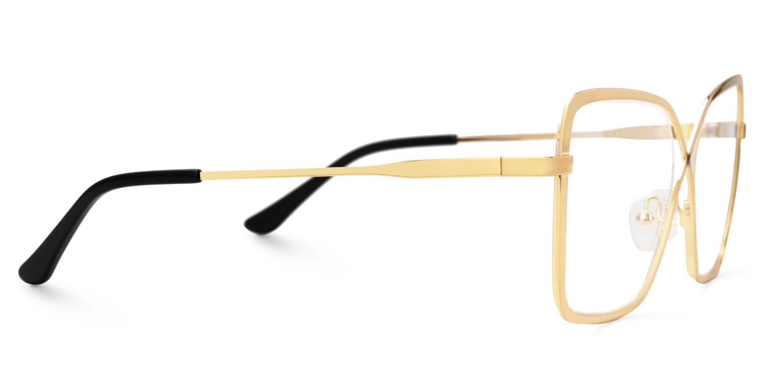 Racquel Gold Glasses Frames in Square Semi-Rimless  | Zeelool2