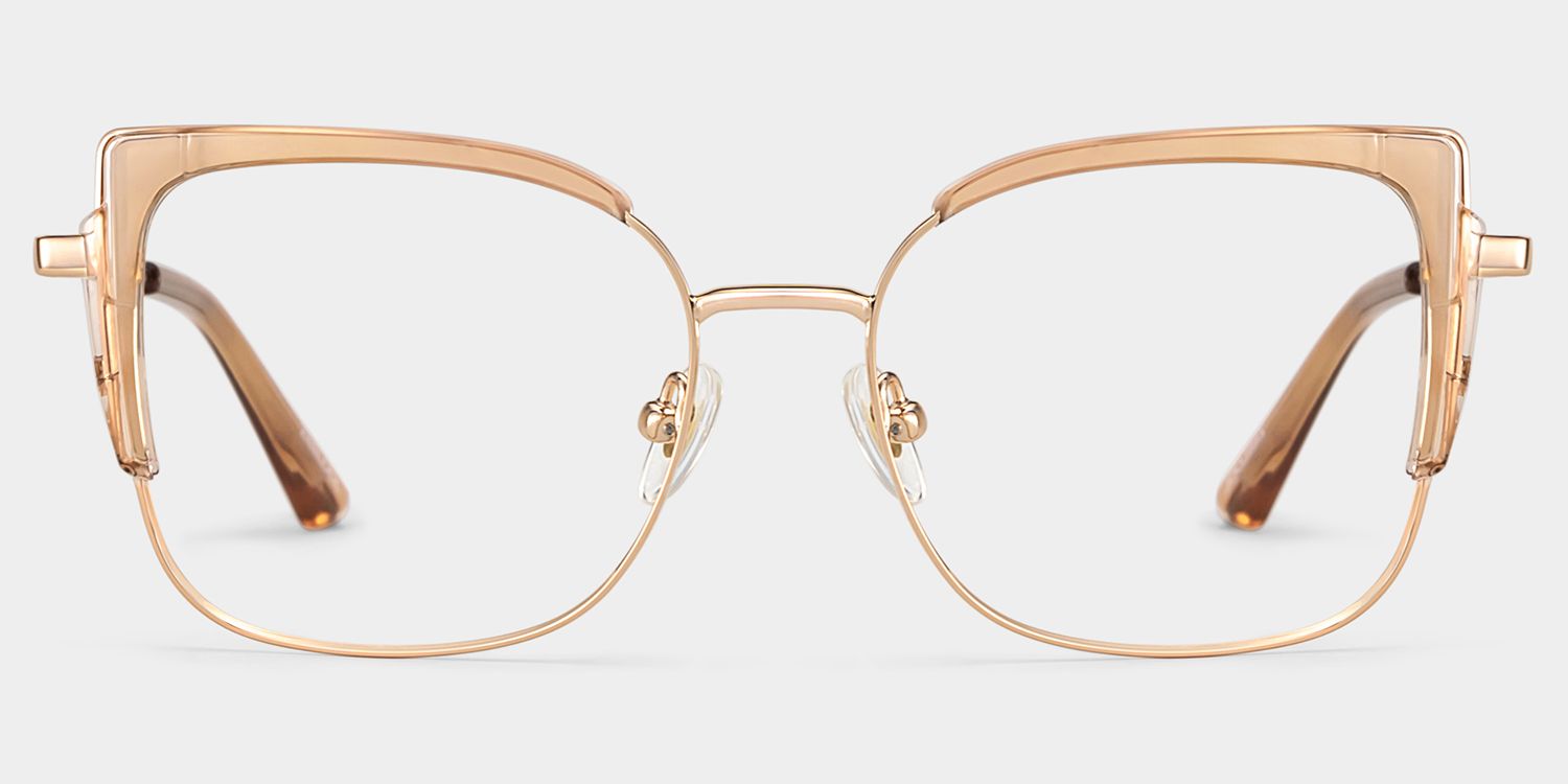 Beige Thin Frame Glasses With Metal Material1