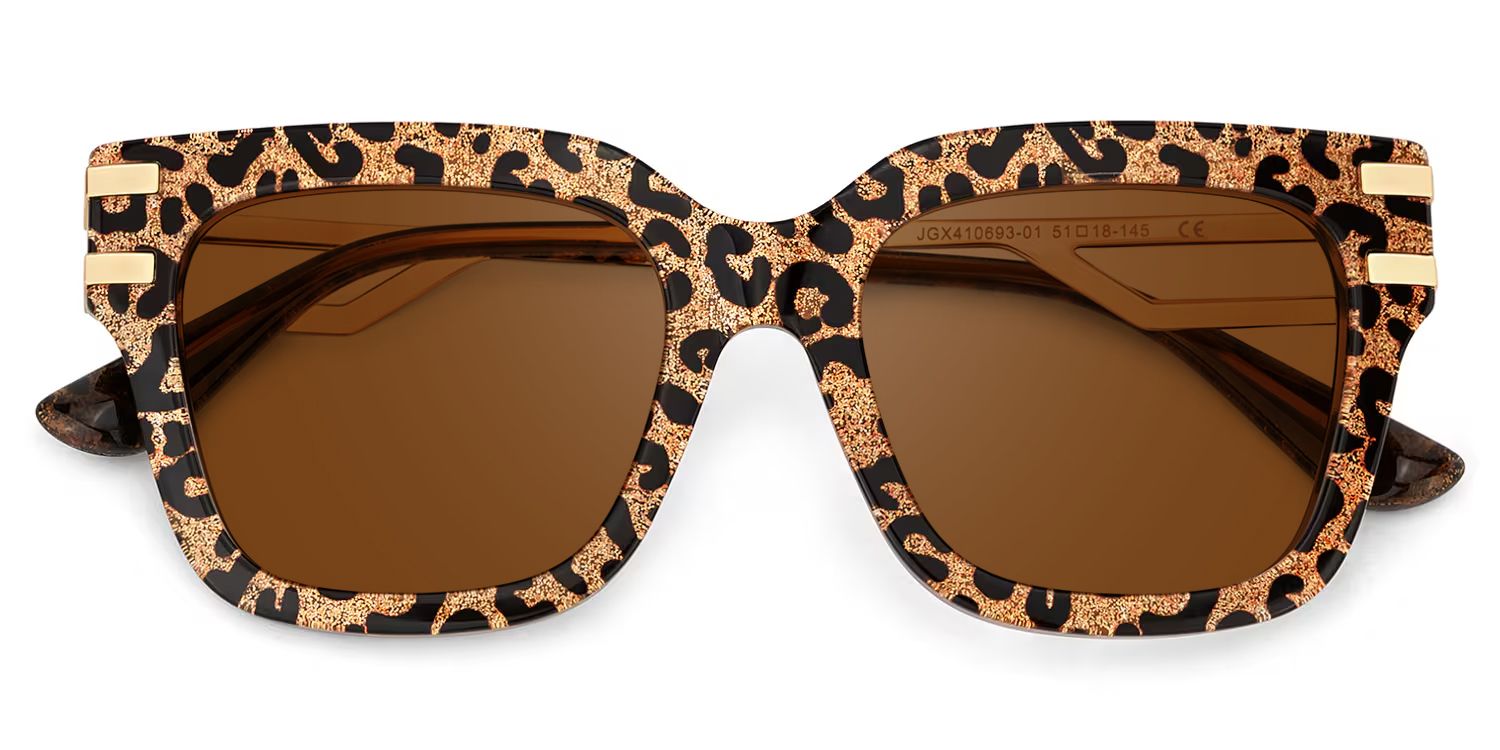 Lidia Leopard Square Polarized Sunglasses for Driving | ZEELOOL1
