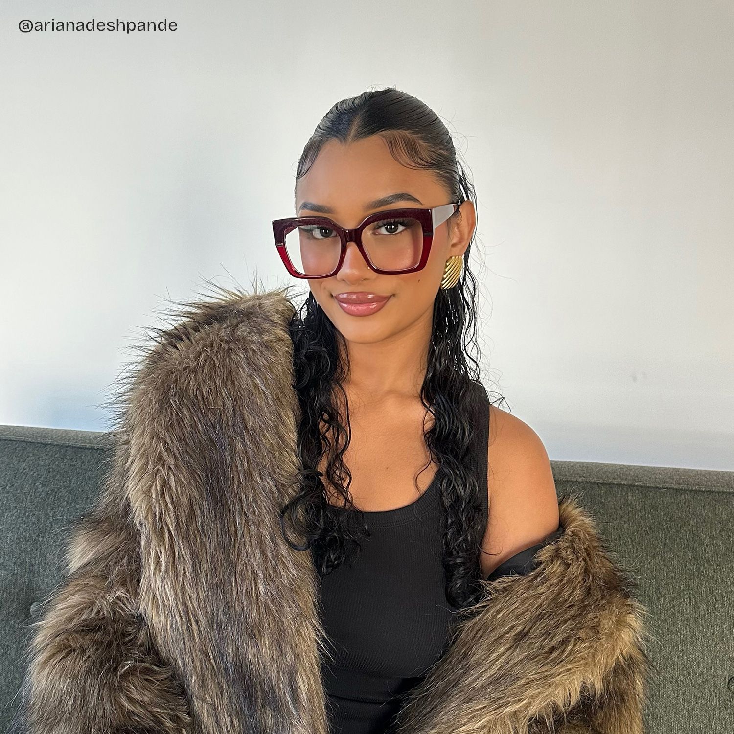 Mavis Square Burgundy Glasses Frames with Glittering Powder| ZEELOOL6