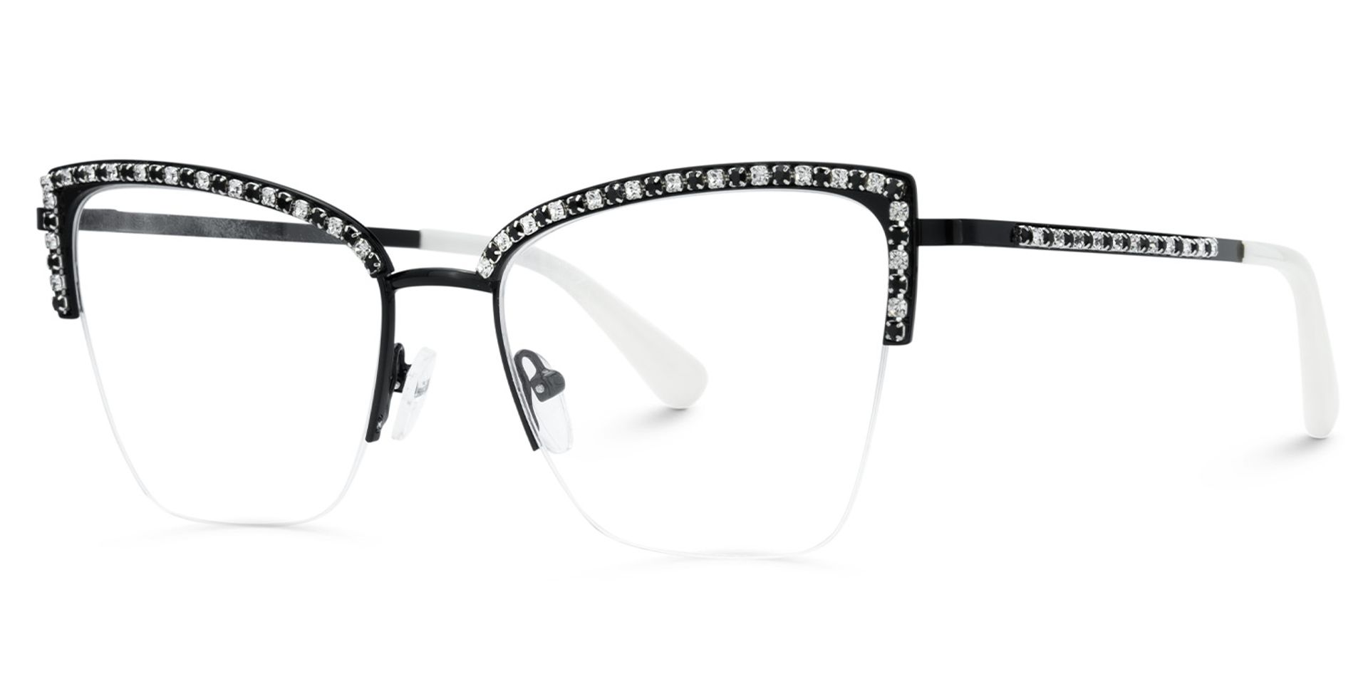 Half Rim Cat Eye Glasses With Rhinestones2