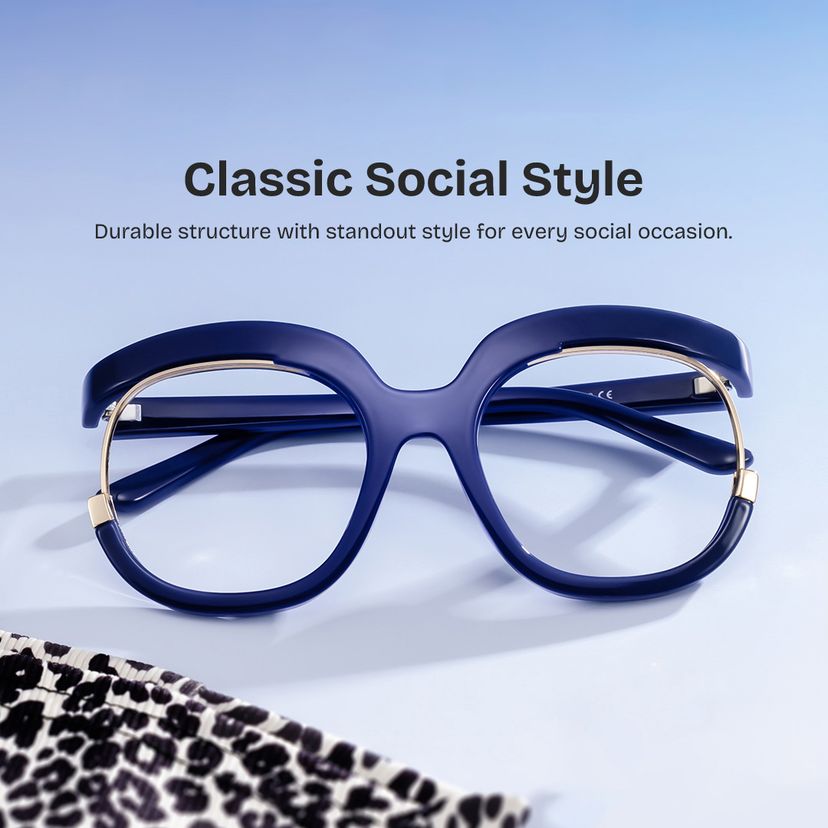 Darice Dark-Blue Round Glasses