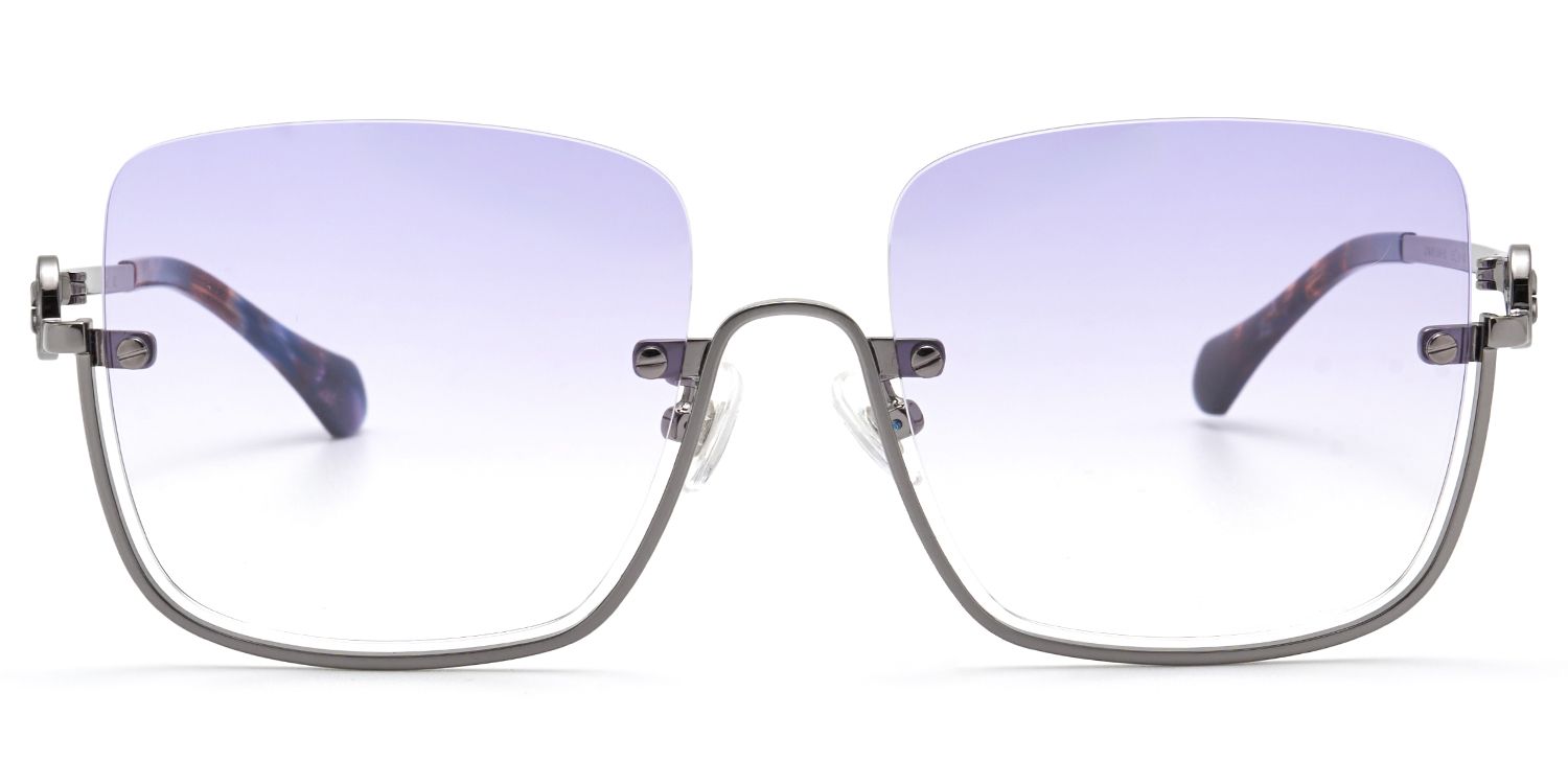 Charie Rectangle Style Light Purple Frame Sunglasses | ZEELOOL0