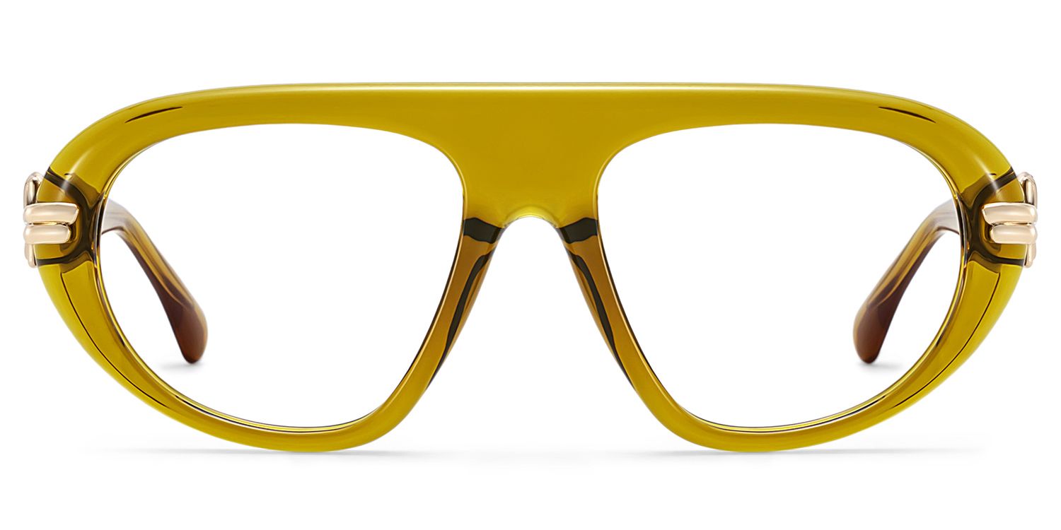 Aveline Green Thin Aviator Full Frame Glasses | ZEELOOL