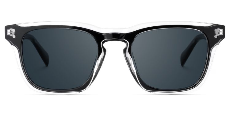 Liam Rectangle Black Clear Sunglasses