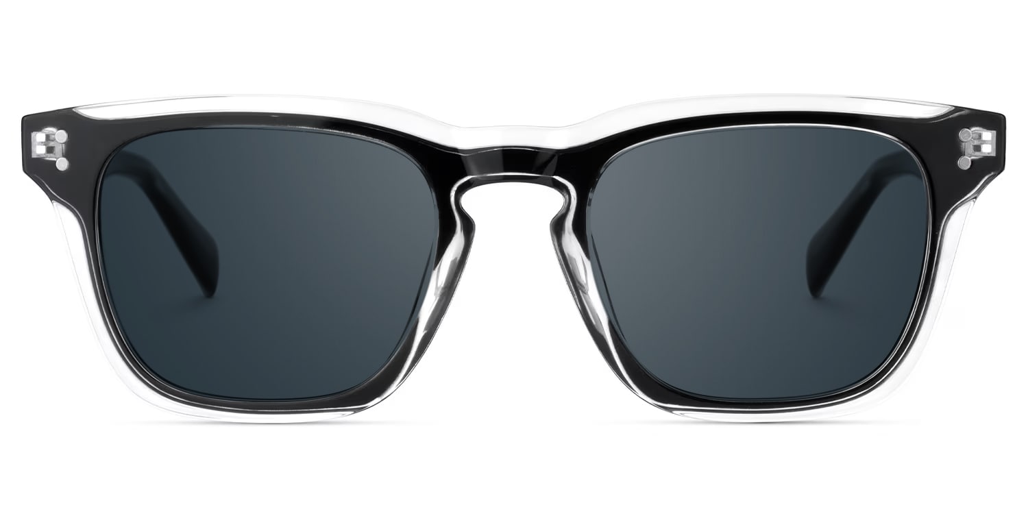 Liam Rectangle Black Crystal Sunglasses