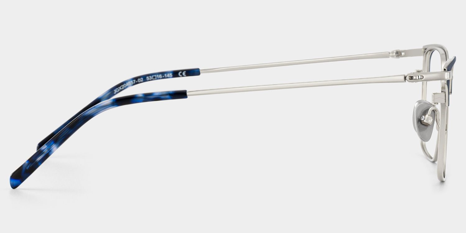 Maxwell Blue Browline Glasses Frames in Titanium for Men | ZEELOOL3