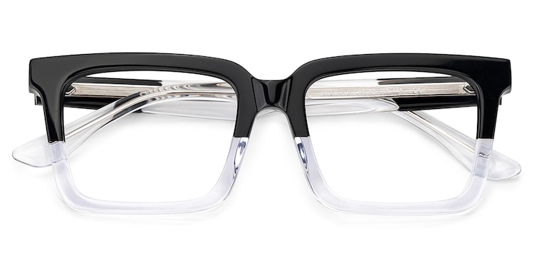 Hattie Rectangle Black Crystal Glasses