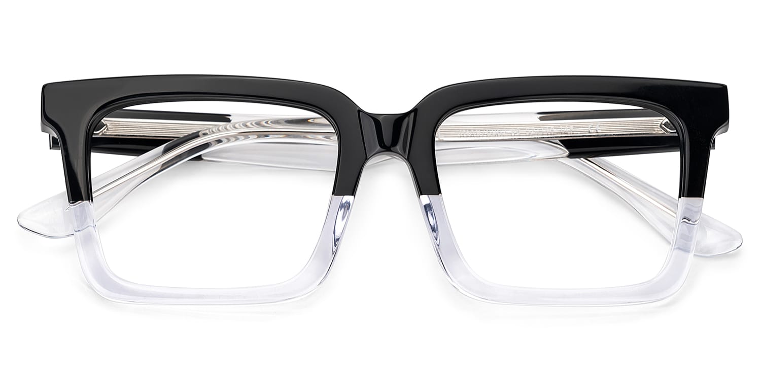 Hattie Rectangle Black Crystal Glasses