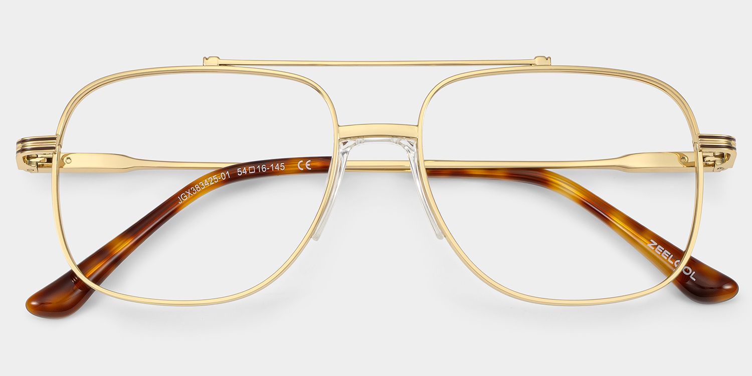 Poppy Gold Aviator Glasses | Striped Varsity Metal2
