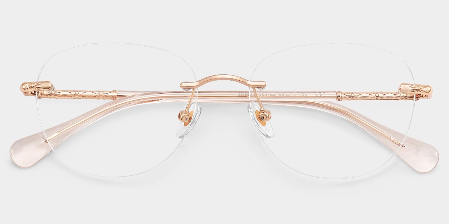 Jennifer Pink Gold Frame Glasses with Round Frame Online | ZEELOOL