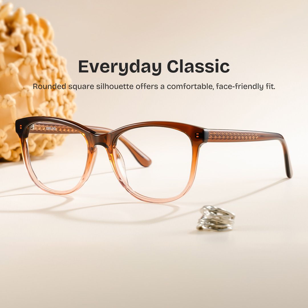Julia Brown Gradient Rectangle Two-tone Frame Glsses | ZEELOOL0
