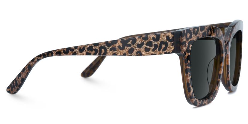 Designer Brown Leopard Square Prescription Sunglasses display picture 3