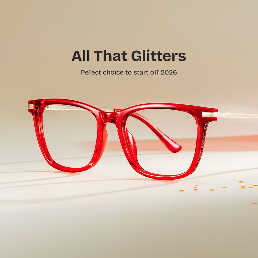 Selena Rectangle Red Glasses