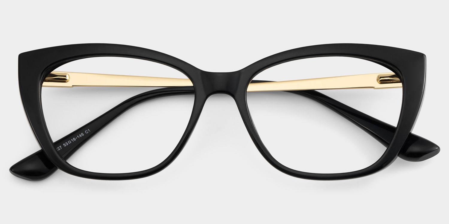 Harlow Black Frame Glasses with Rectangle Frame Online | ZEELOOL2