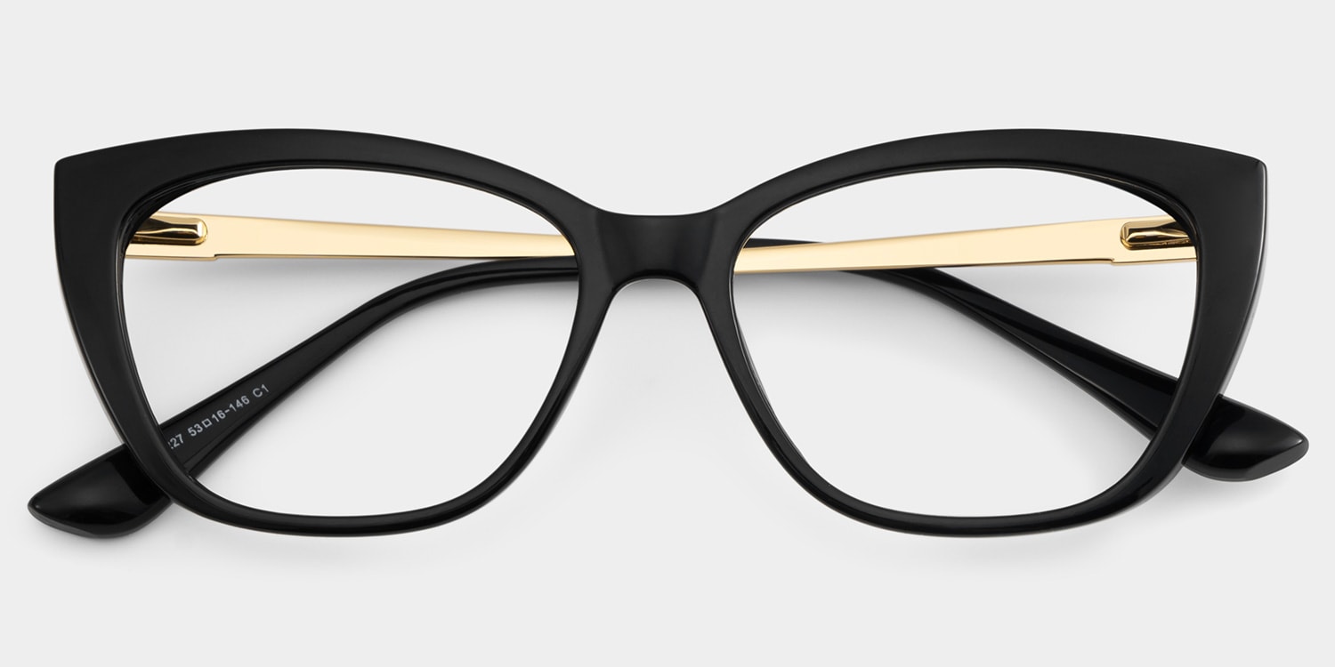 Harlow Rectangle Black Glasses2
