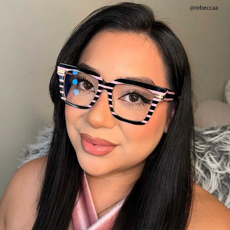 Taylor Square Black Pink Striped Frame Glasses for females | Zeelool7