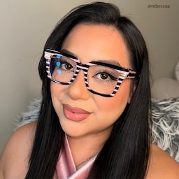 Taylor Square Black Pink Striped Glasses7
