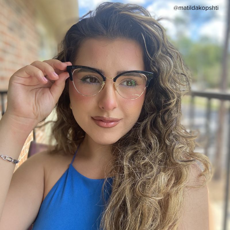 Charlene Browline Cateye Black EyeGlasses | Zeelool10