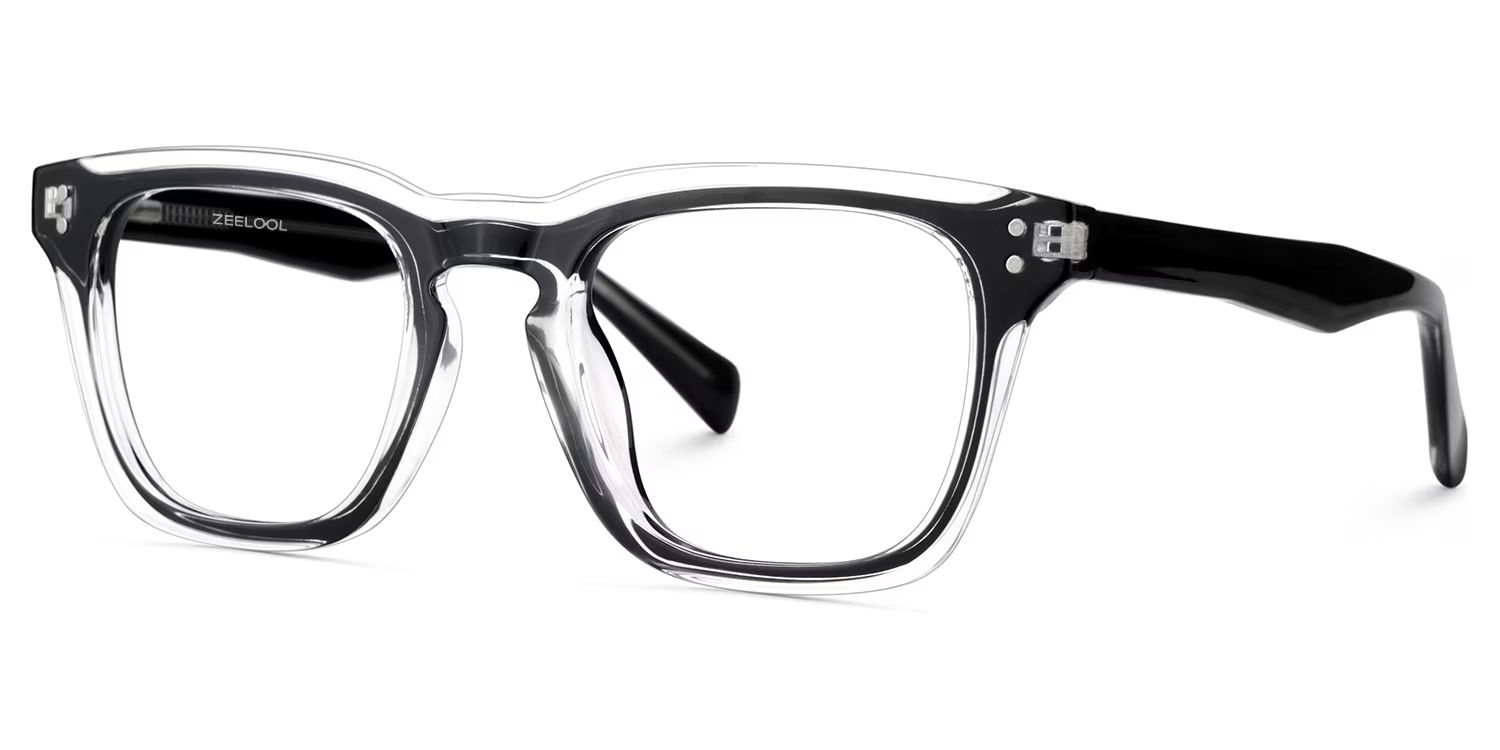 Tr90 Eyeglasses Frames With Rectangle Shape and Black Clear Color3