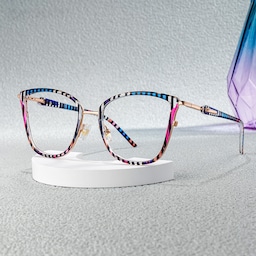 Marisa Cateye Blue Purple Stripe Glasses0