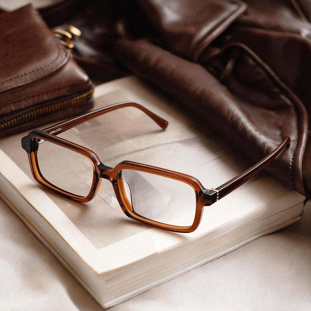 Danielle Walnut glasses - Brown Rectangle Frames | ZEELOOL0