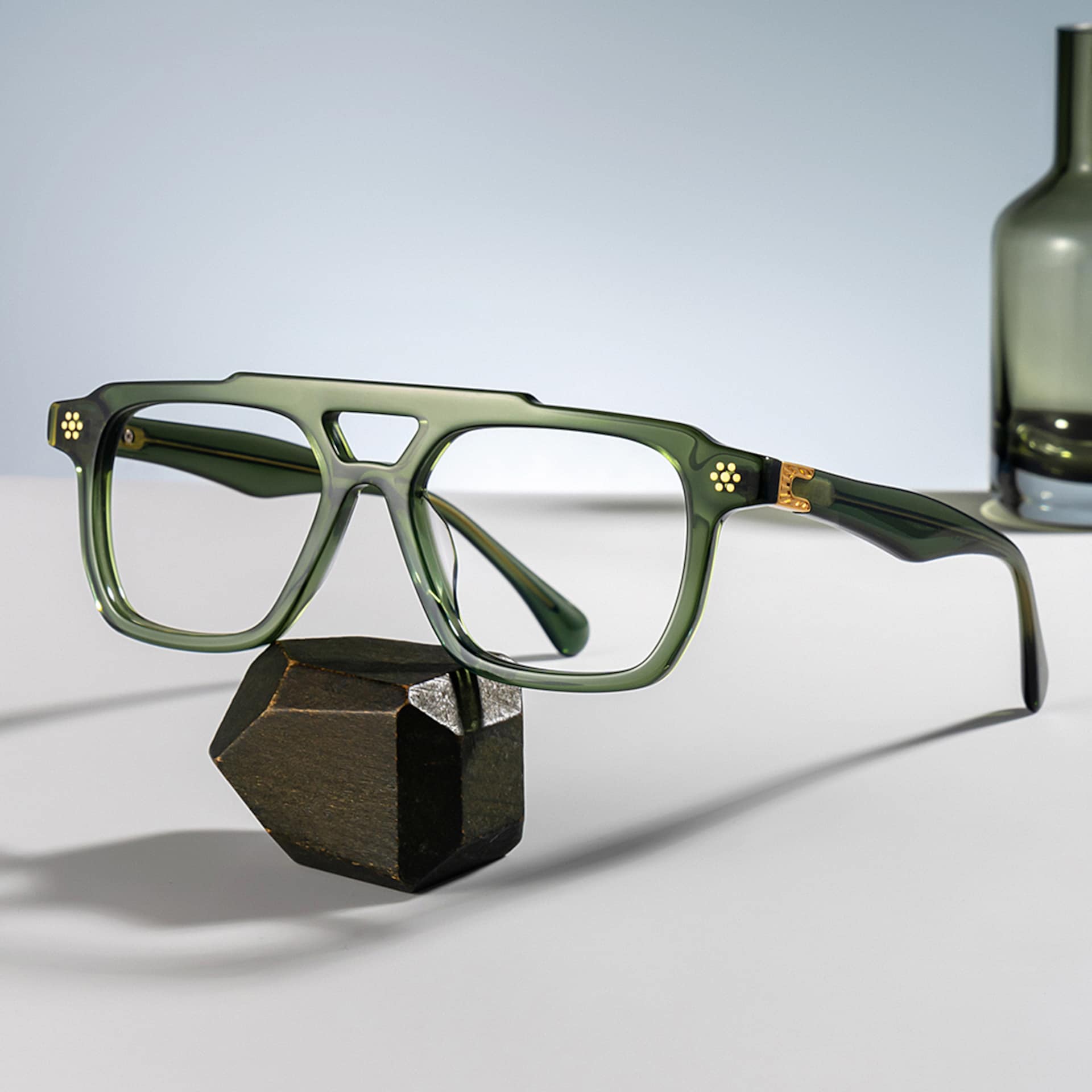 Mercurio Eyeglasses in Aviator Green Frame | Zeelool0