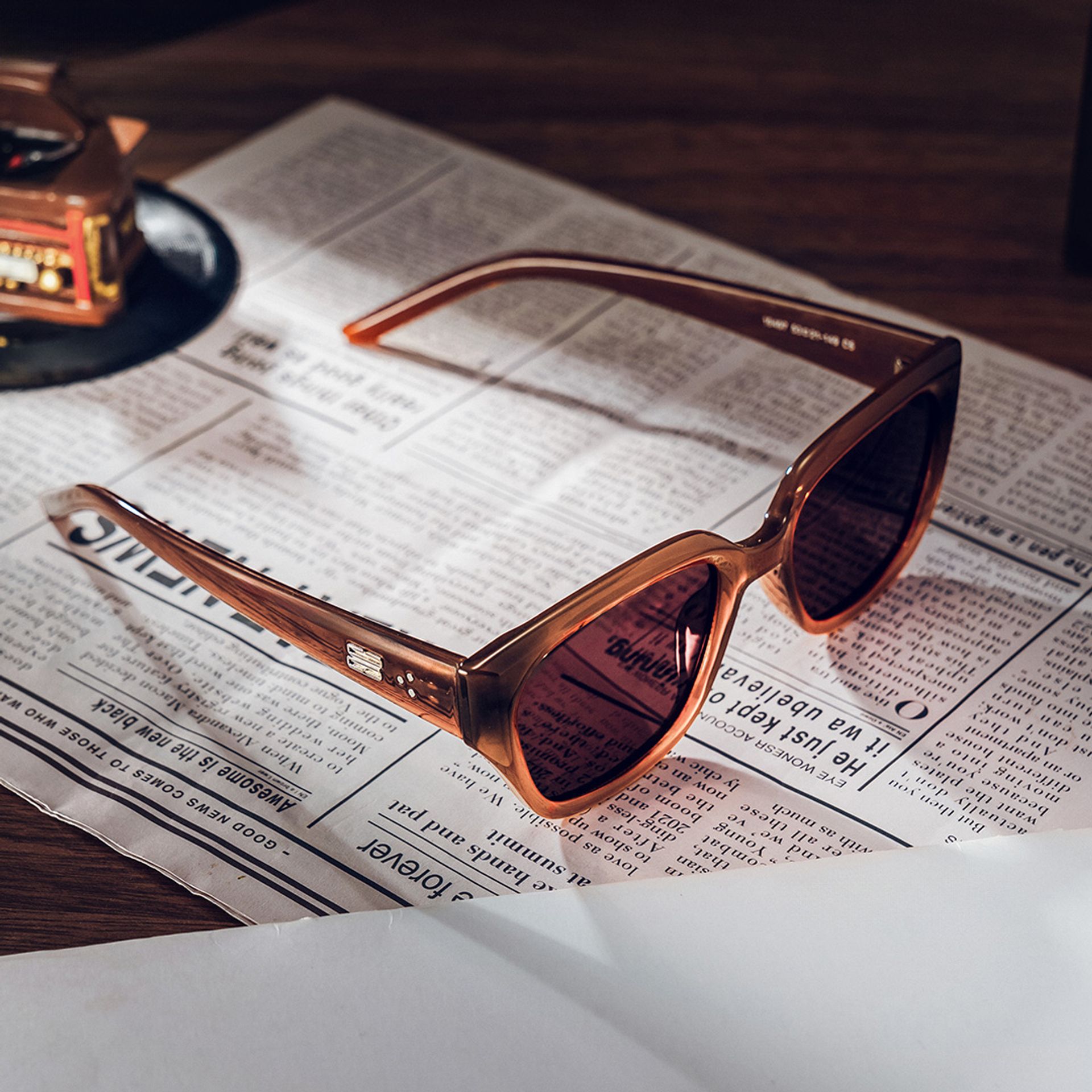 Serene Brown Clear Cat eye Polarized Sunglasses Online | Zeelool0