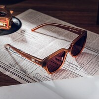Serene Cat Eye Brown Crystal Polarized Sunglasses0