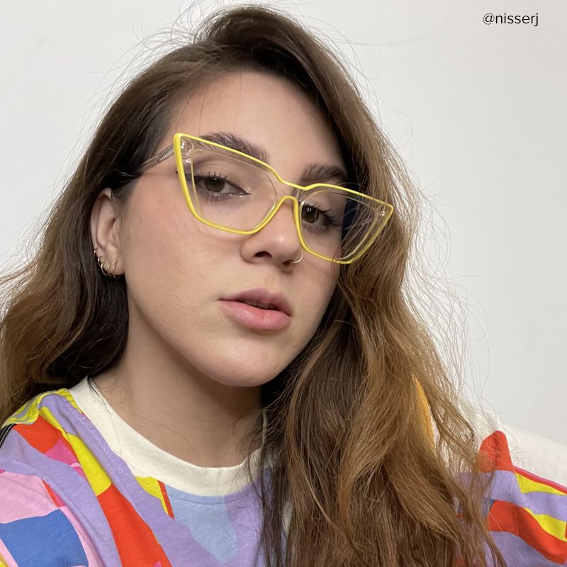 Yosef Clear Yellow Cat Eye Frame Glasses, Cyber Eyeglasses9