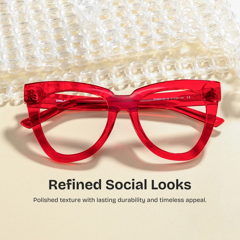 Yaser Red Cat eye Glasses