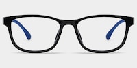 Robin Rectangle Black Blue Glasses1