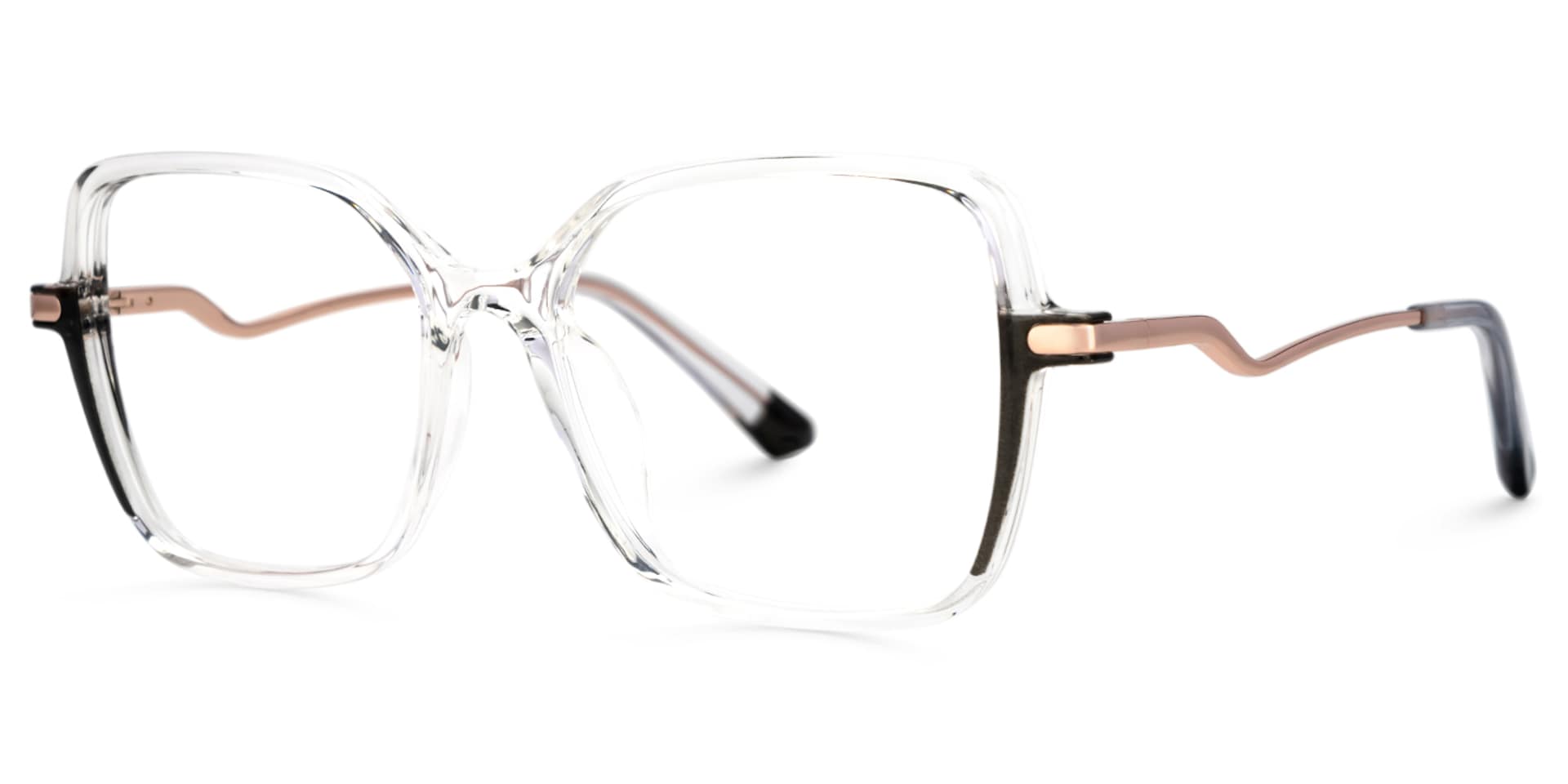 Rendon thin black crystal eyeglass frames in Square Design | Zeelool1