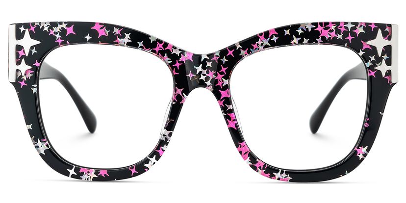 Minfia Black Pink Square Glasses