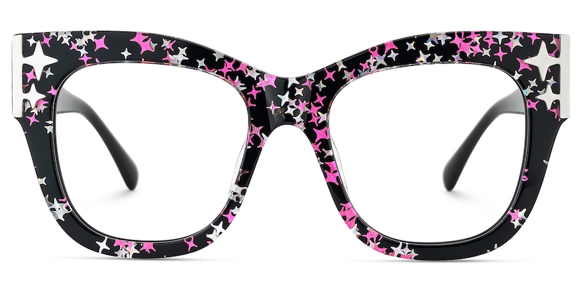 Minfia Square Black Pink Glasses