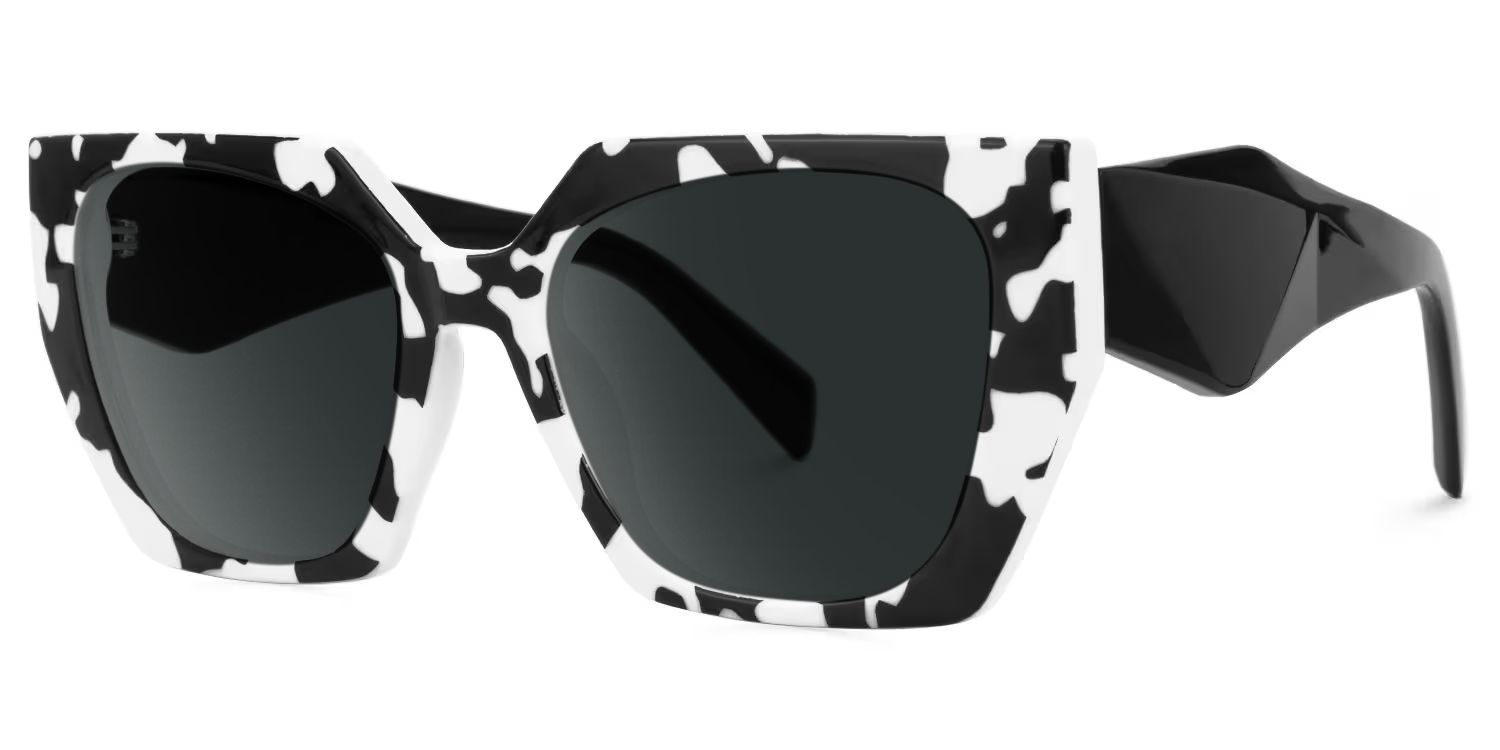 Sileidy Plastic Black-White Rectangle Frame Sunglasses | ZEELOOL1