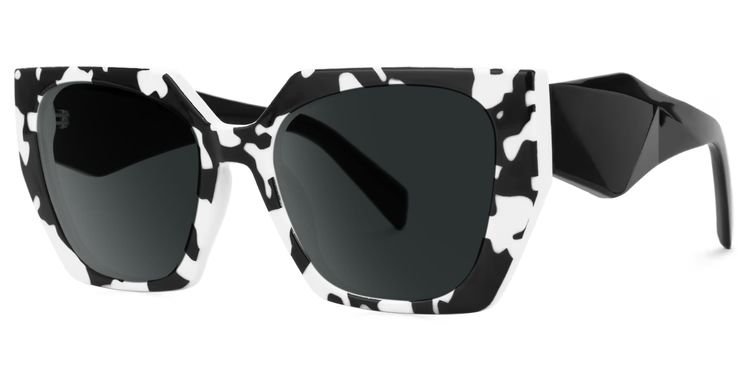 Sileidy Black-White Rectangle Sunglasses