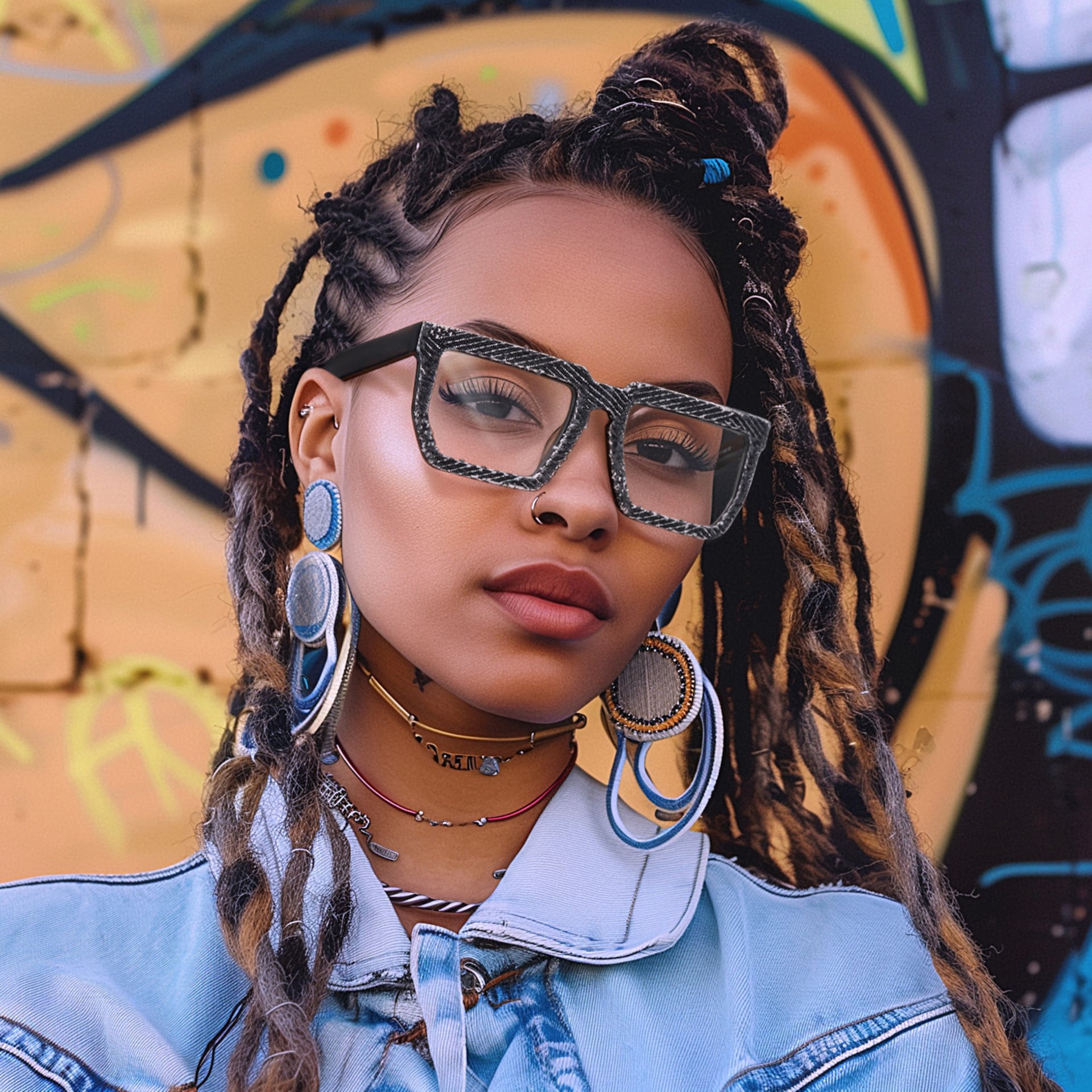 Rectangle Daniela Denim Black Glasses Deals | Zeelool4