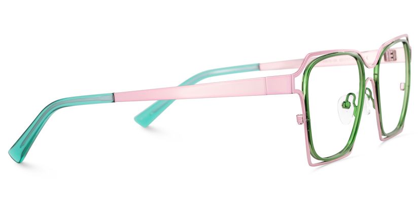 Foday Pink Green Metal Frame Glasses With Geometric Shape display picture 1
