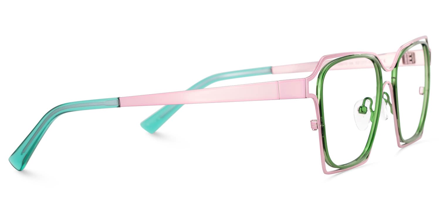 Foday Geometric Pink Green Glasses3